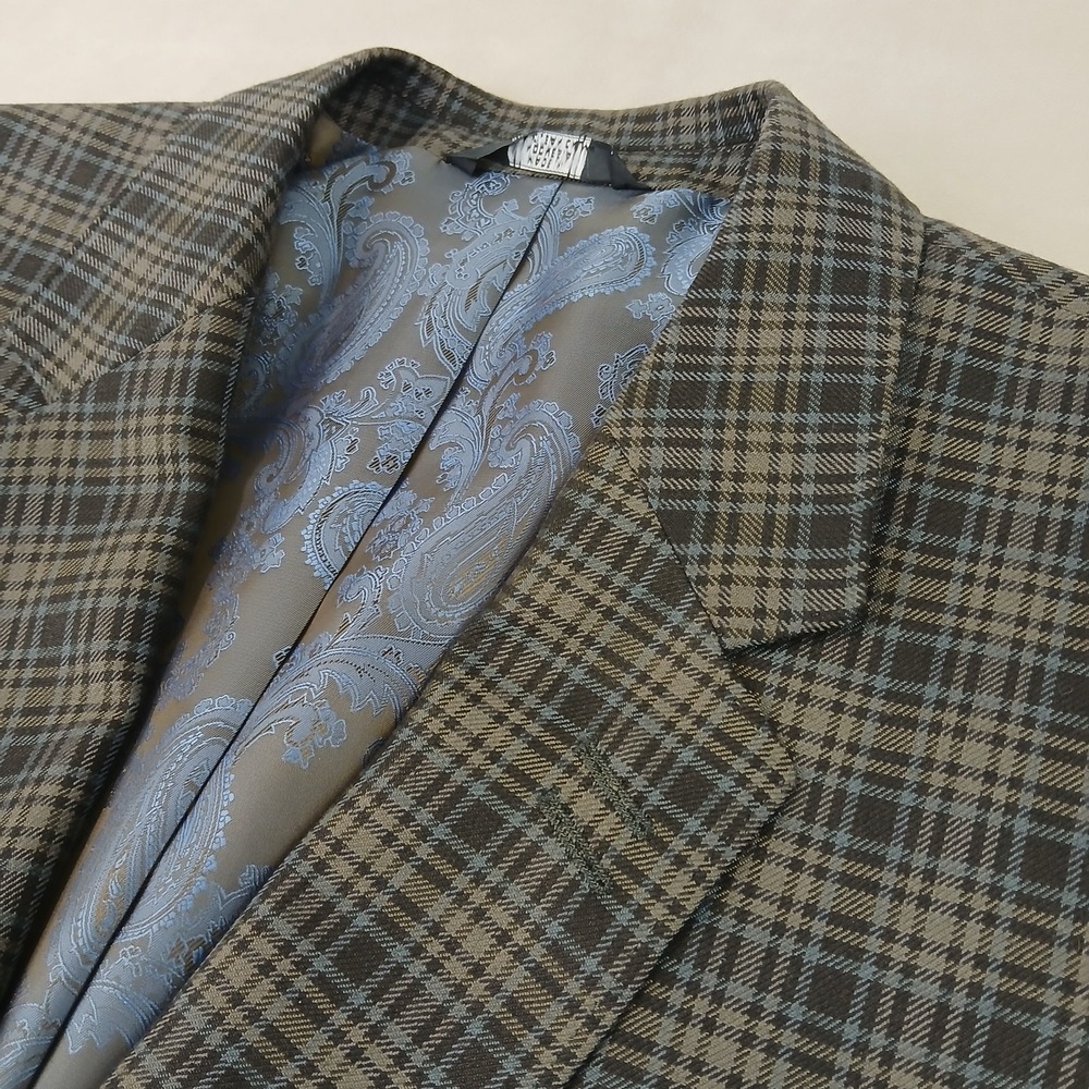Haggar‎ XL Mens Blazer Jacket Brown Plaid 46R Modern